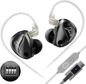 Наушники KZ Acoustics Duonic With Switches USB Type-C (с микрофоном, серебристый)