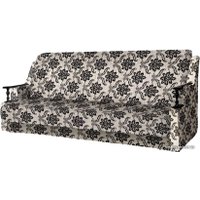 Диван Асмана Анна с деревянными подлокотниками (рогожка вензель коричневый)