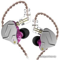Наушники KZ Acoustics ZSN Pro (без микрофона, серебристый/фиолетовый)