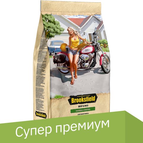 

Сухой корм для кошек Brooksfield Low Grain Adult Cat Hairball Control Beef 6 кг
