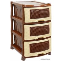Комод ВиолетПласт Плетенка 3 секции (коричневый)