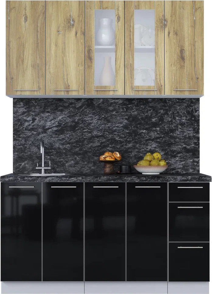 

Кухонный модуль Интерлиния Мила Пластик 1.5 Б (дуб эпоксид/черный/кастилло темный)