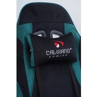 Игровое (геймерское) кресло Calviano 1584 (велюр, черный/зеленый)