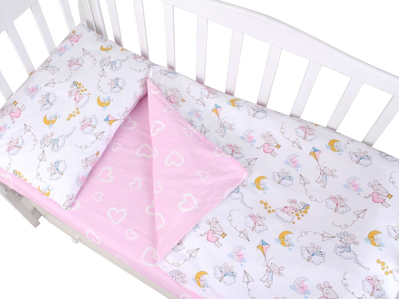 

Постельное белье Amarobaby Мышата в облаках AMARO-3003-MvO (3 предмета, розовый/белый)