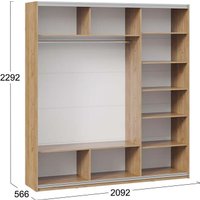 Шкаф-купе Трия Оскар Хилтон Т2 2100 271140 (ручка черная/дуб крафт золотой/белый матовый)