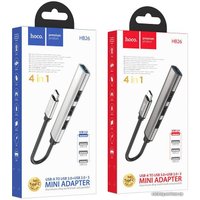 USB-хаб Hoco HB26 USB Type-C (серый)