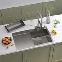 Кухонная мойка Roxen Vespa 560230-70R сатин (с коландером и дозатором)