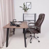 Офисное кресло AksHome King A (натуральная кожа, темно-коричневый)