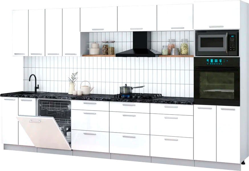 

Готовая кухня Интерлиния Мила Gloss 3.6-ПМ1-2 (белый глянец/белый глянец/кастилло темный)