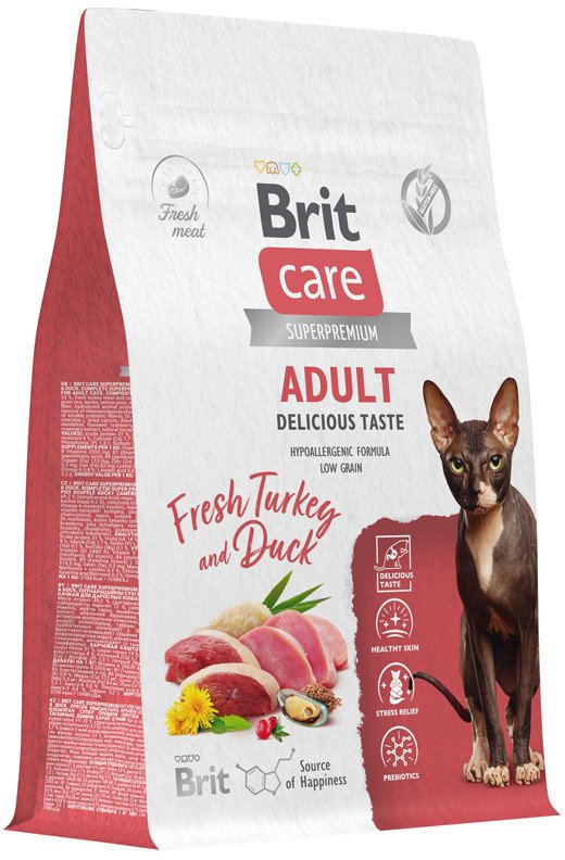 Сухой корм для кошек Brit Кеа Cat Adult Delicious Taste с индейкой и уткой 1.5 кг