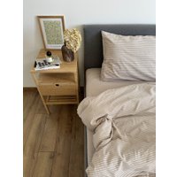 Евро комплект постельного белья Царство сновидений Вареный хлопок Бежевая полоса 150-0135 (евро с прост. на рез. 180х200,нав. 50x70)