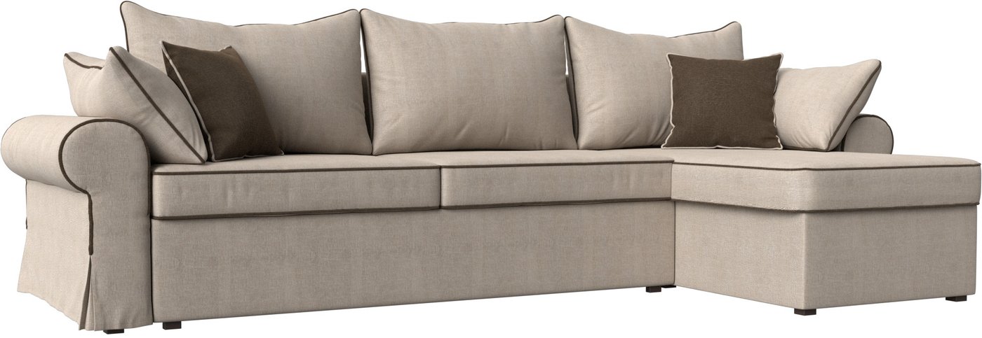 

Угловой диван Лига диванов Элис правый 110276 (рогожка бежевый/коричневый)