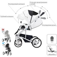 Универсальная коляска BEBETTO Torino (2 в 1, 01, белая рама)