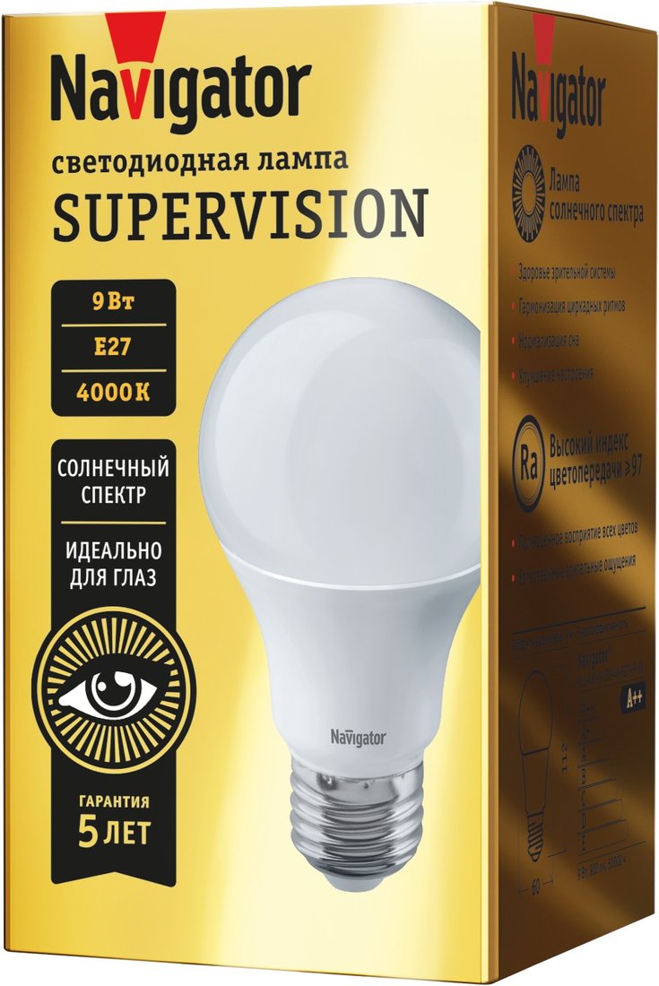 

Светодиодная лампочка Navigator 80 549 NLL-A60-9-230-4K-E27-FR-SV