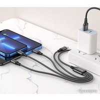 Кабель Hoco X76 Super USB Type-A - microUSB/USB Type-C/Lightning x2 (1 м, черный/красный/синий)