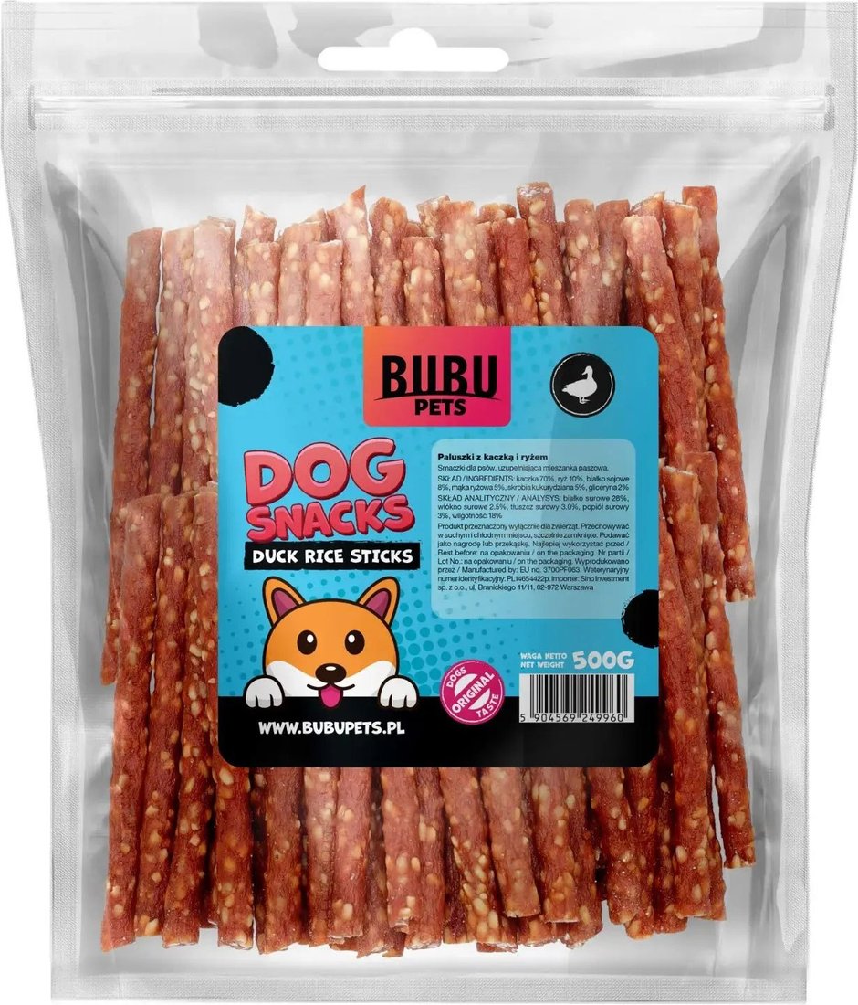 

Лакомство для собак Bubu Pets Мягкие рисовые палочки из утки PS0031 (500 г)