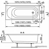 Ванна VagnerPlast Kasandra 150x70 (с каркасом)