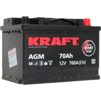Автомобильный аккумулятор KRAFT AGM 70 R+