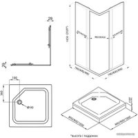 Душевой уголок Triton Вента Блэк А1 100х80 без поддона (прозрачное стекло)