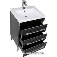 Aquanet Тумба с умывальником Верона 58 (черный, напольная, 3 ящика)