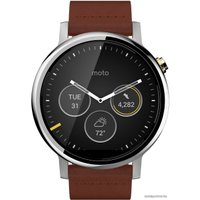Умные часы Motorola Moto 360 2nd Gen. Mens 46mm Silver with Cognac Leather Band