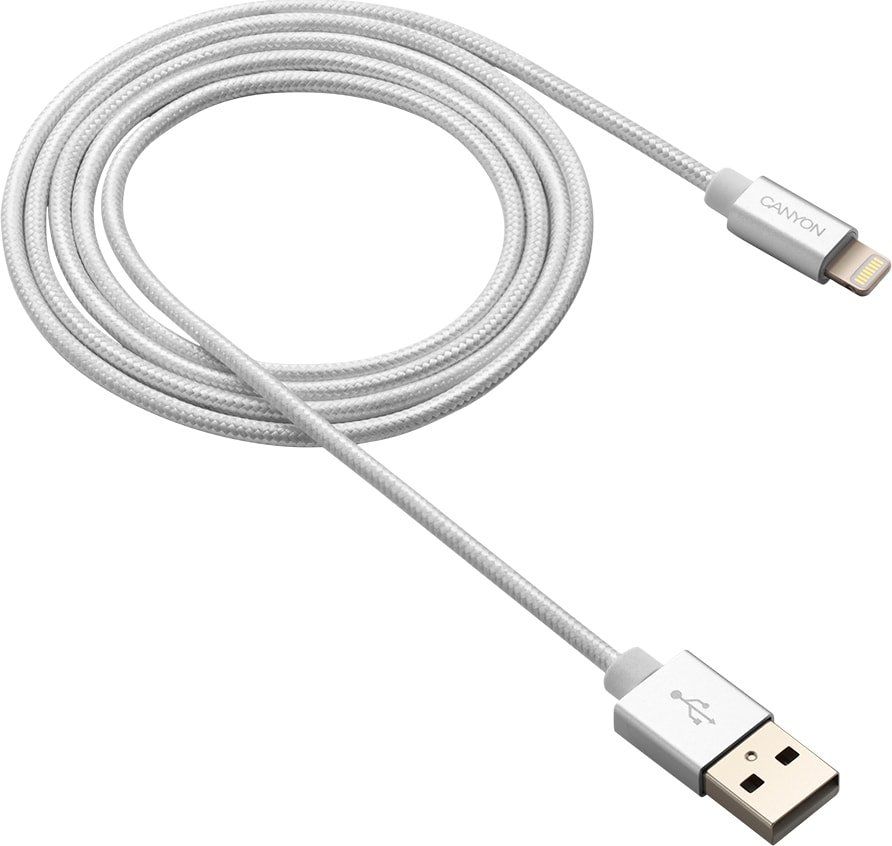 

Кабель Canyon MFI-3 CNS-MFIC3PW USB Type-A - Lightning (1 м, белый)