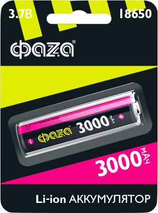 

Аккумулятор Фаza 18650 3000mAh Li18650-3000-B1