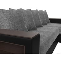 Угловой диван Лига диванов Дубай лайт правый 114197 (рогожка серый/экокожа черный)