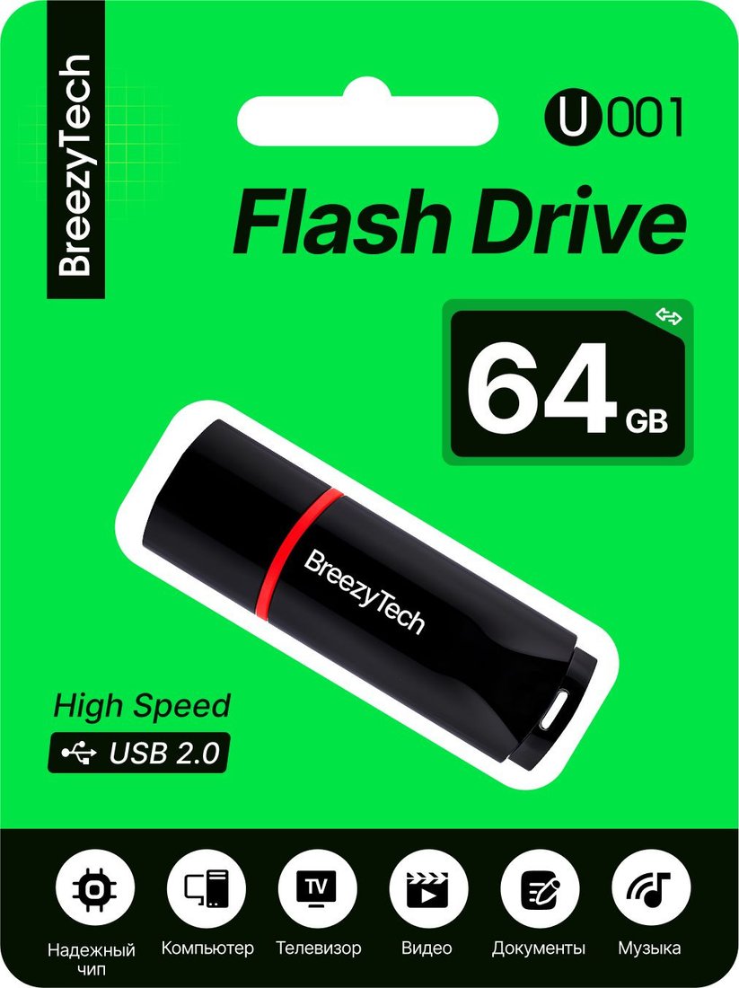 

USB Flash BreezyTech U001 64GB (черный)