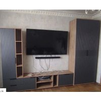 Тумба Трия Хилтон для ТВ (дуб крафт золотой/графит матовый)