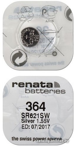 Батарейка Renata SR364/SR621SW/AG1 1.55V 22mAh 6.8x2.1mm