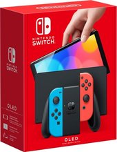 Switch OLED (черный, с неоновыми Joy-Con)