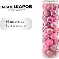 Елочная игрушка Ausini VT25-04002-7 (розовый, 36 шт)