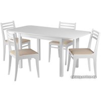 Обеденная группа Чепецкая Мебельная Фабрика №10 Стол Ст03Б1 (белый/рамух + 4 стула С8 бел.эмаль/аполло беж)