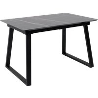 Кухонный стол Lepremo AV 1208 HPL+МДФ раздвижной 1200-1600x800 (черный тунис/черный)