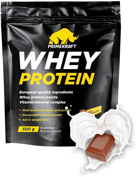 

Протеин сывороточный (концентрат) Prime Kraft Whey Protein с витаминами и минералами (500г, молочный шоколад)