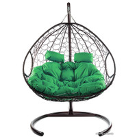 Подвесное кресло M-Group Для двоих 11450204 (коричневый ротанг/зеленая подушка)