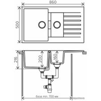 Кухонная мойка Tolero Loft TL-860 (серый)