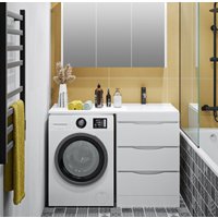  Runo Тумба с умывальником Орион 60 3 ящика + Гамма 120 лайт с левым крылом (напольная, белый)