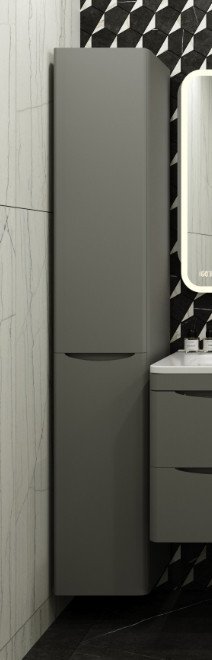 Symbolite Шкаф-пенал для ванной Бергамо Люкс Plus с корзиной (серый)