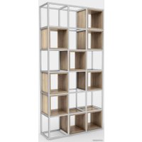 Стеллаж Hype Mebel Грос 105x175 (белый/дуб галифакс натуральный)