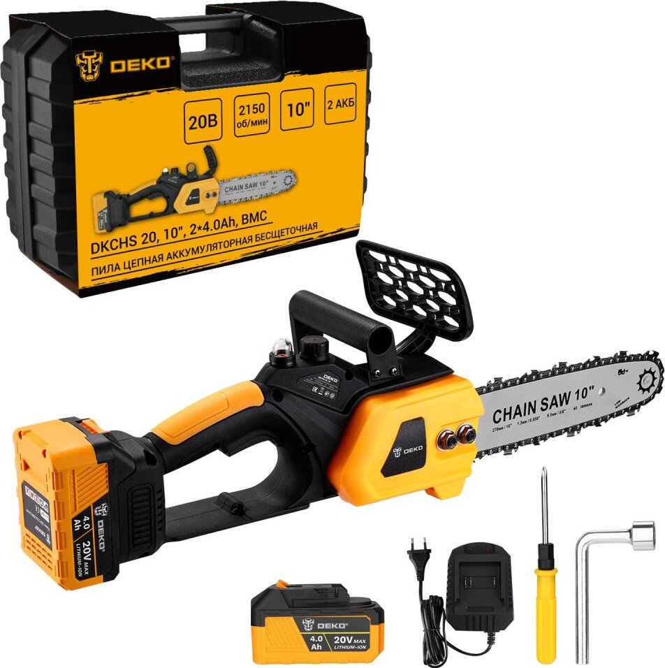 

Аккумуляторная пила Deko DKCHS 20 081-2001 (с 2-мя АКБ, кейс)