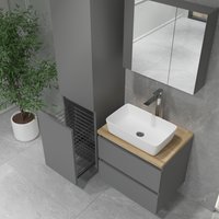  Lauter Шкаф-пенал для ванной Mia 40 с корзиной для белья (навесной, графит)