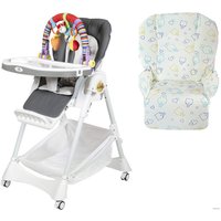 Высокий стульчик ForKiddy Podium Toys 0+(2 чехла+х/б вкладыш, темно-серый, дуга зайка)