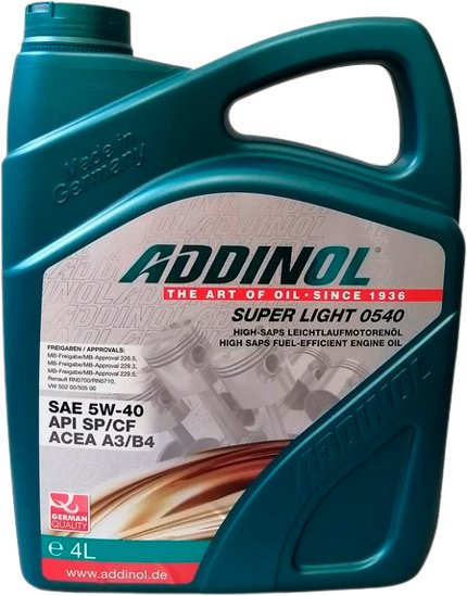 

Моторное масло Addinol Super Light 0540 5W-40 4л