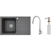 Кухонная мойка БелЭворс Со смесителем и дозатором Styl L + L74004-9 + L405-1 (серый/сатин)