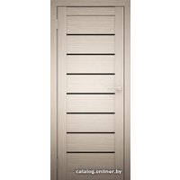 Межкомнатная дверь Юни Амати 1 (ч) 80x200 (дуб беленый/черное стекло)