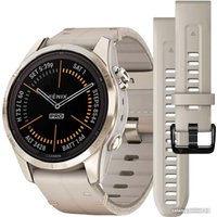 Умные часы Garmin Fenix 7S Pro Sapphire Solar (мягкое золото/известняк, с кожаным и силиконовым ремешками)