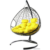 Подвесное кресло M-Group Для двоих 11450411 (черный ротанг/желтая подушка)