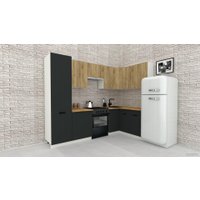 Готовая кухня ВерсоМебель Эко-2 1.4x2.7 правая (дуб крафт золотой/антрацит/ст.золотистый дуб)